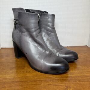 GERONEA - Size 38 Women’s Gray Bootie Heels Leather CA50-4